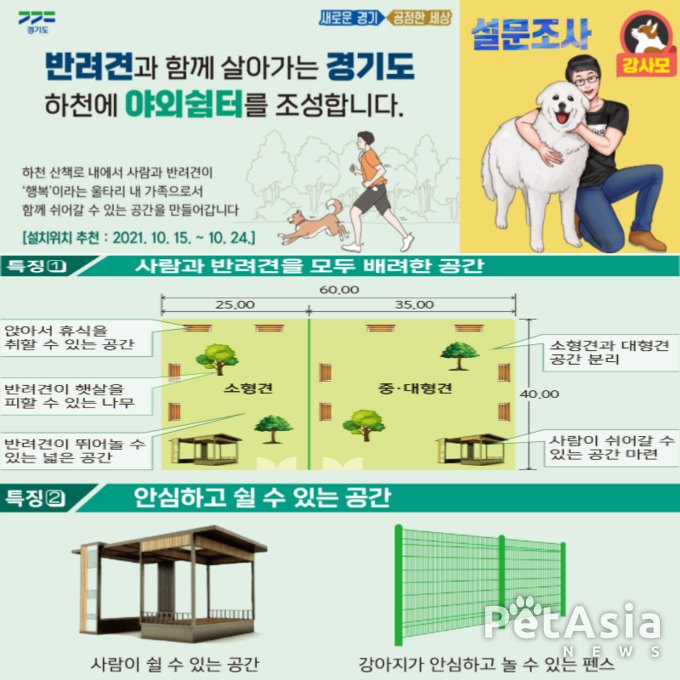 경기도는 "반려견 야외쉼터 설치"에 대한 의견수렴을 10월 24일까지 실시