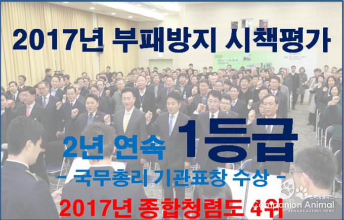 부패방지 시책평가 '제주도, 2년 연속 1등급'